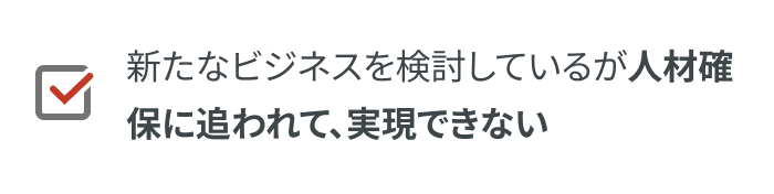 新たなビジネスを検討しているが人材確保に追われて、実現できない